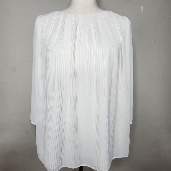 Ted Baker Macenzi Cream Pleated Long Sleeve Blouse Size 8 - Picture 3 of 9